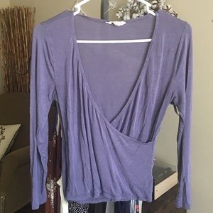 Cape Juby Purple Wrap 3/4 Sleeve Top - Medium